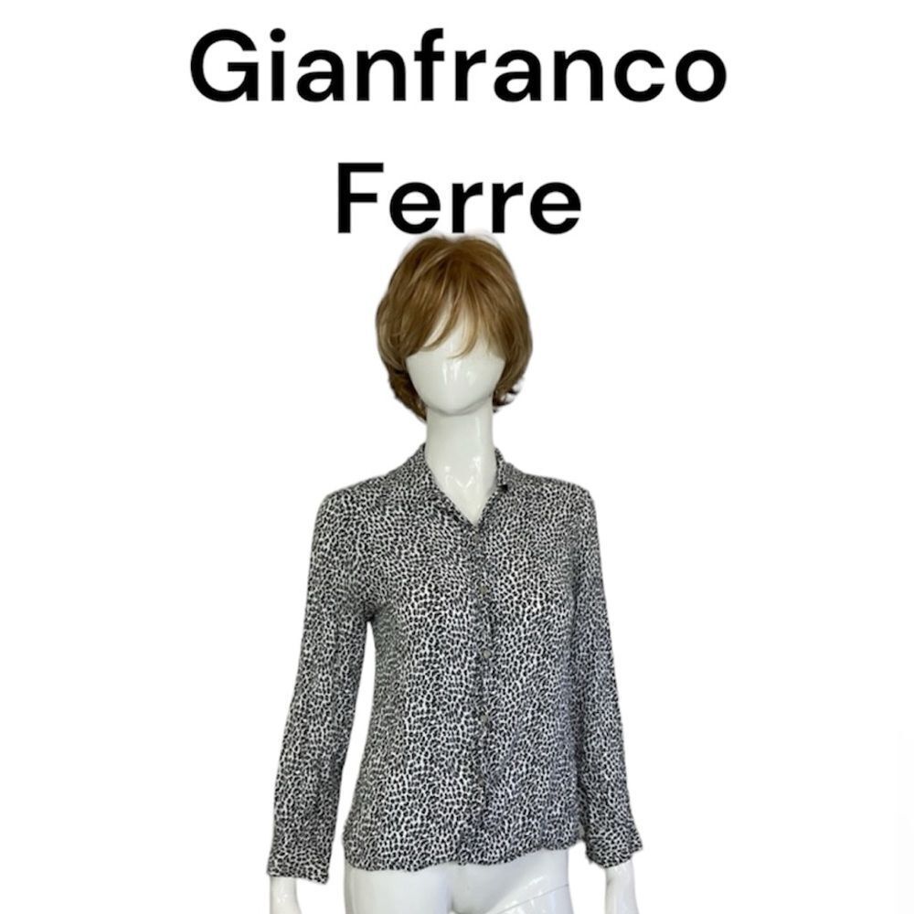Gianfranco Ferre Jeans Vintage Cheetah Print Long Sleeve Button Up Shirt M